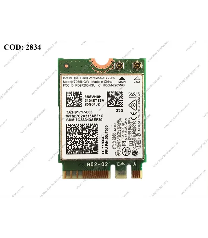 WLAN MINI M.2 INTEL DUAL AC7265 BAND BT 4.0 7265NGW 00JT535