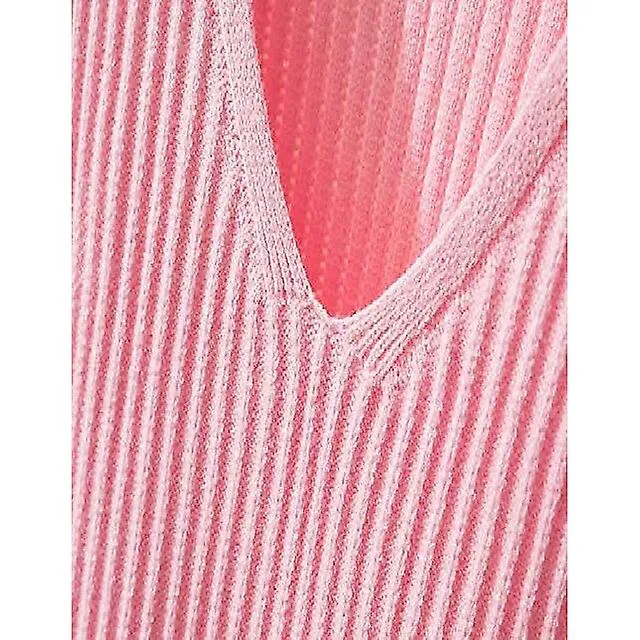 WOMEN'S SWEATER VEST JUMPER KNIT SPLIT SOLID COLOR V NECK ACTIVE CASUAL CAUSAL DAILY FALL WINTER OFF WHITE BLACK ONESIZE / 