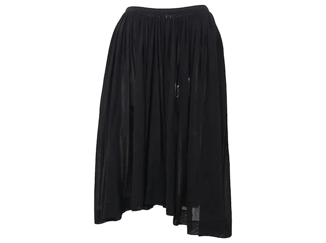 Yohji Yamamoto Falda fruncida hasta la rodilla en algodón negro 