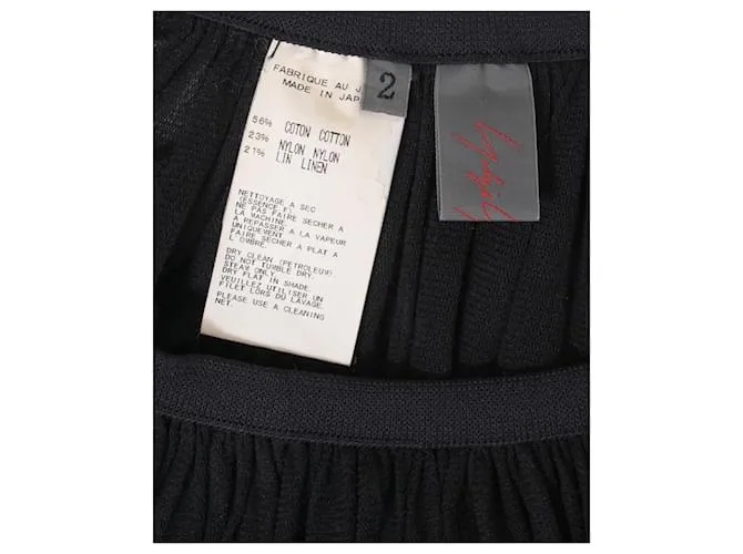 Yohji Yamamoto Falda fruncida hasta la rodilla en algodón negro 