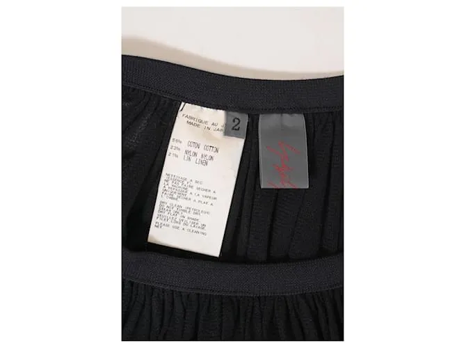 Yohji Yamamoto Falda fruncida hasta la rodilla en algodón negro 