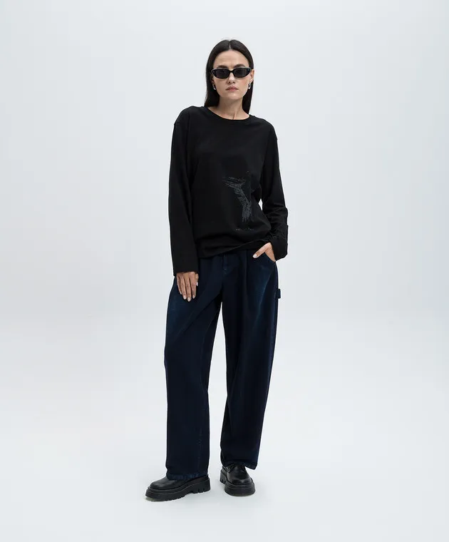 Y`S Yamamoto Black longsleeve with logo print