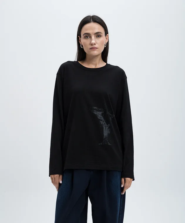 Y`S Yamamoto Black longsleeve with logo print