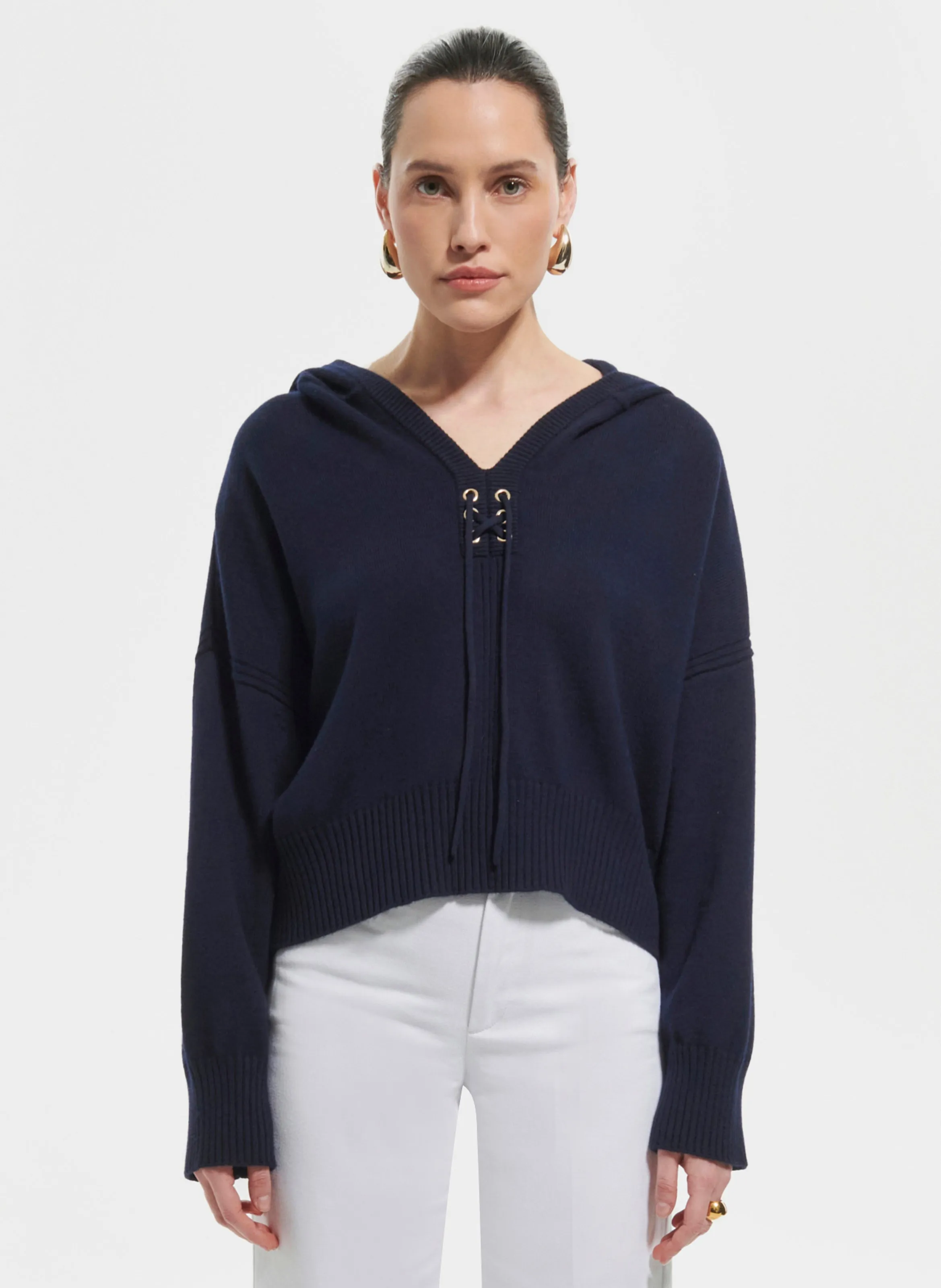 ZAPA NICKY  SUDADERA CON CAPUCHA DE LANA Y ALGODóN EN AZUL