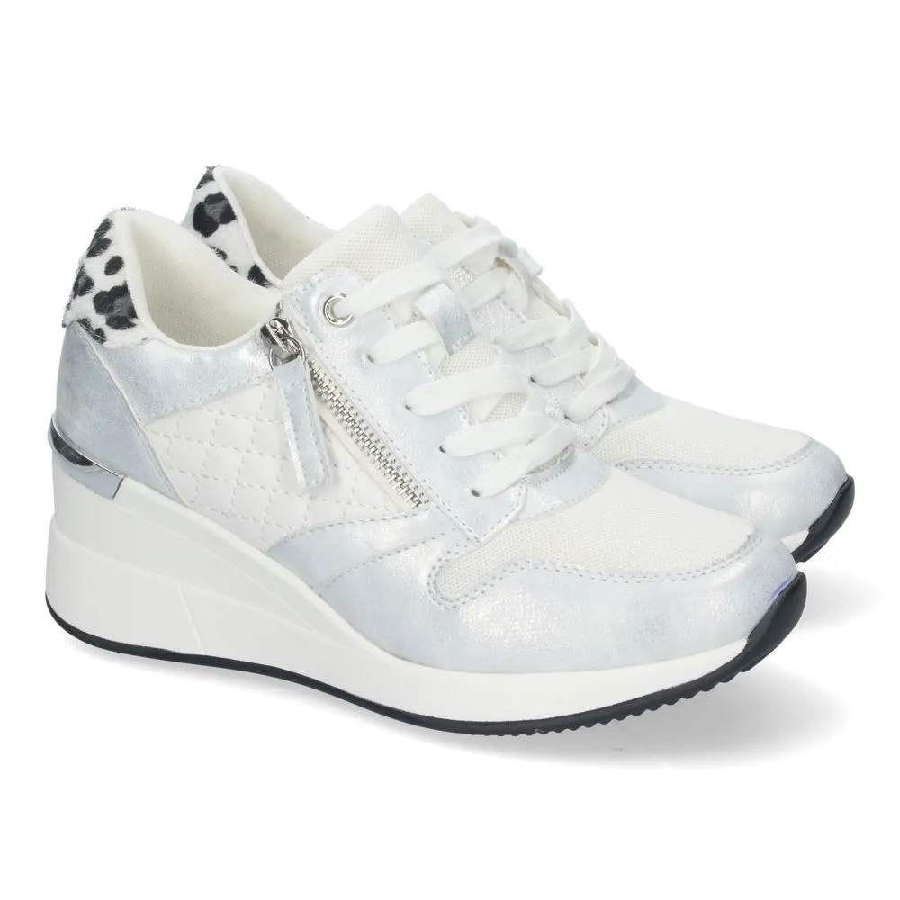 Zapatilla para Mujer con Cuña Cremallera de Adorno y Cierre de Cordones Primavera Verano 2022
