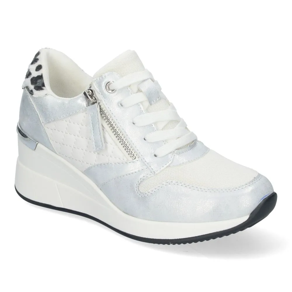 Zapatilla para Mujer con Cuña Cremallera de Adorno y Cierre de Cordones Primavera Verano 2022