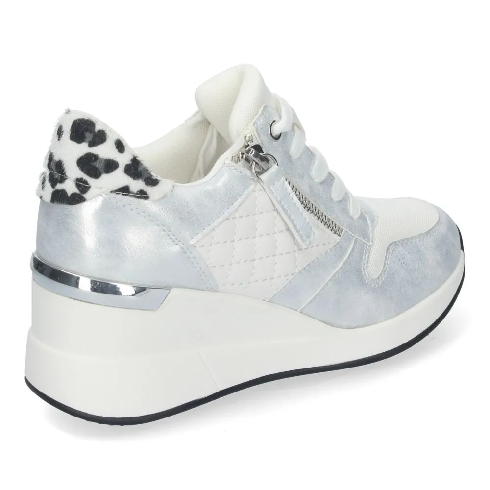 Zapatilla para Mujer con Cuña Cremallera de Adorno y Cierre de Cordones Primavera Verano 2022