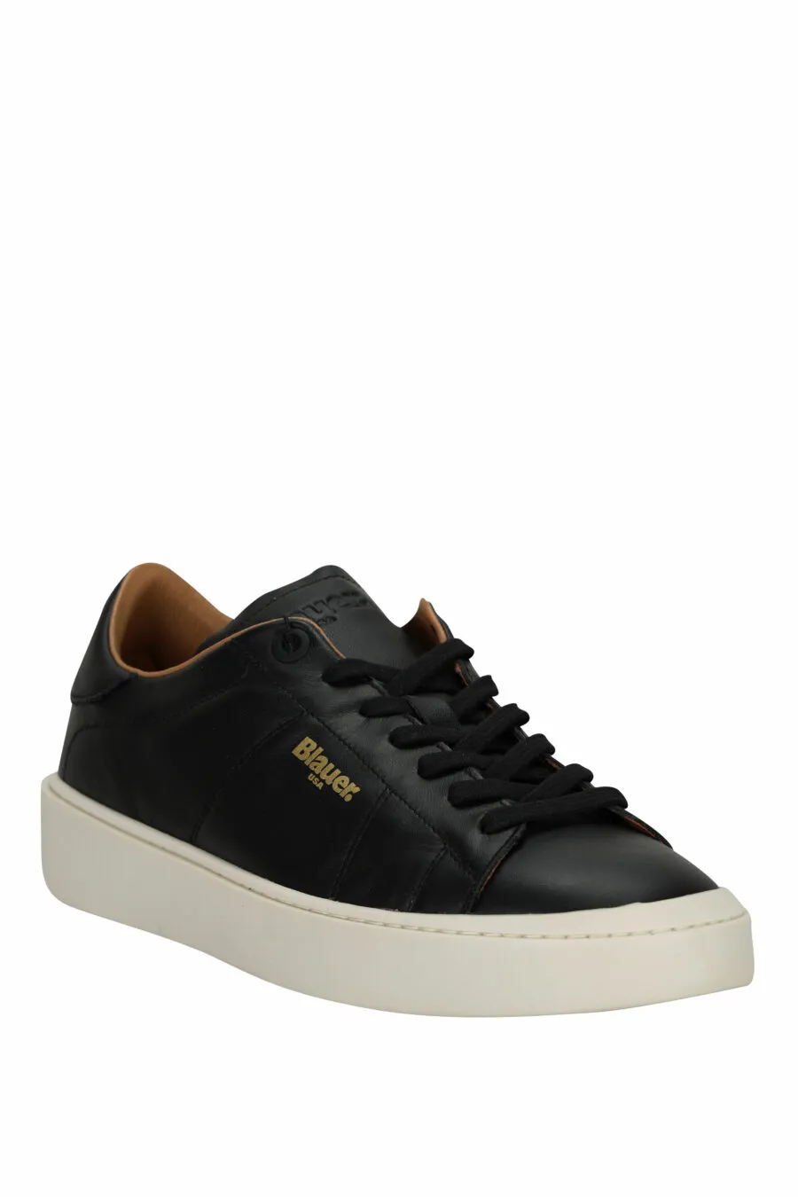 Zapatillas negras de cuero con suela blanca 