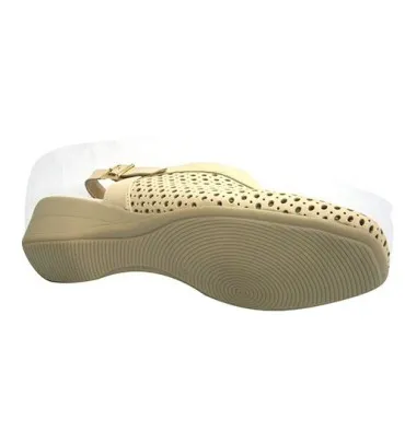 Zapato calado mujer abierto atrás Pomares Vazquez en beig
