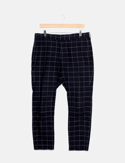 Zara Pantalón de vestir azul marino cuadros